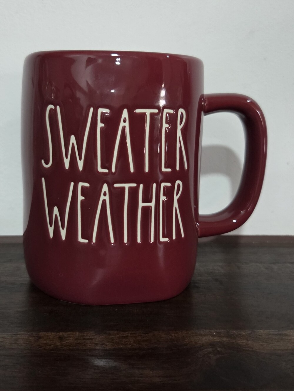Rae Dunn Sweater Weather Ceramic Mug - Burgundy